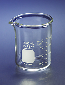 Glass beaker 250ml, low form (Heavy Duty)