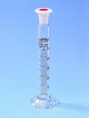 Glass cylinder with PP Stopper<br>100ml x 1ml<br>Class A, Amber graduation