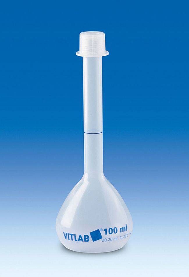 Plastic volumetric flask 100ml, PP, Class B