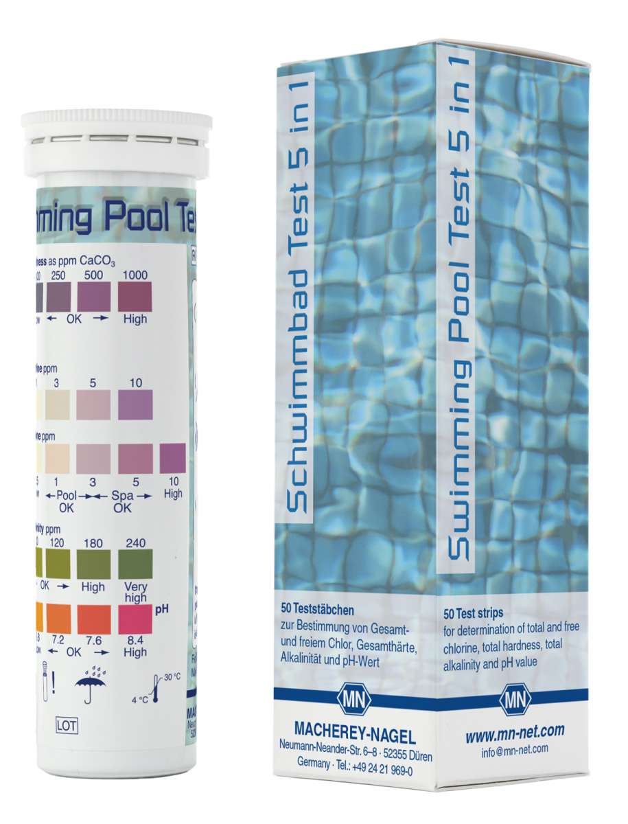 Swimming pool test 5 in 1 (Tube of 50 test strips)