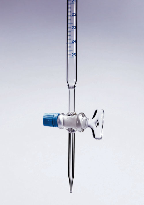 Glass burette 10ml x 0.02 with glass stopcock, Class B