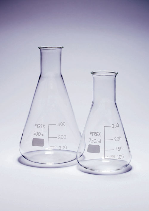 Glass conical flask 500ml, narrow neck