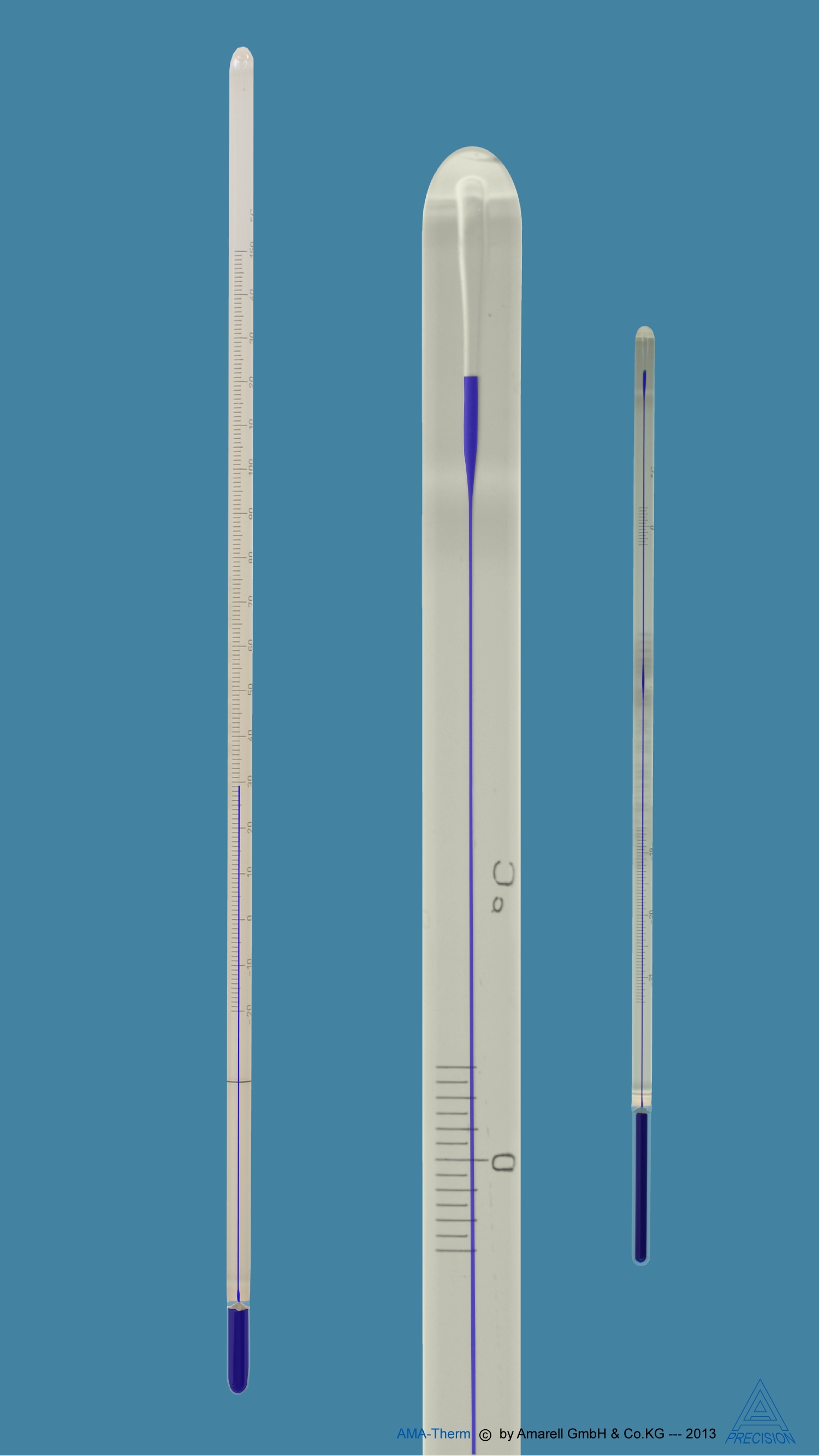 Thermometer, solid stem, similar to ASTM 34C, white backed, 25 + 105 : 0.2 deg C