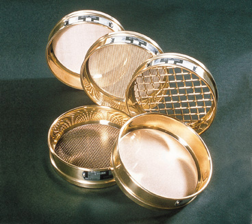 Test sieve with brass frame, diameter 200mm, aperture 53 microns
