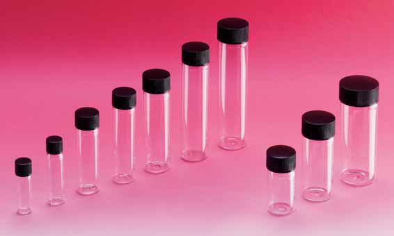 Glass trident vials 3.5ml, with black PP screw caps (Per pack of 666 pcs)